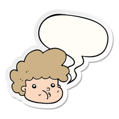 cartoon boy and speech bubble sticker