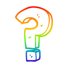 rainbow gradient line drawing cartoon question mark