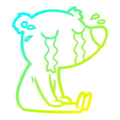 cold gradient line drawing cartoon crying sitting polar bear