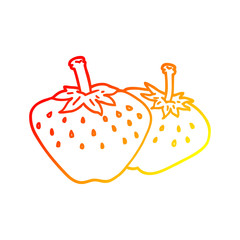 warm gradient line drawing cartoon strawberry