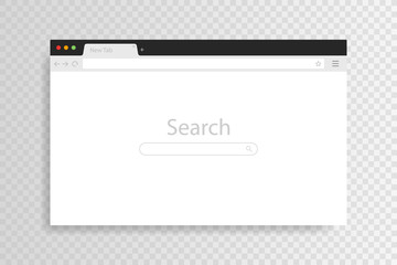 Browser window opened on PC isolated on transparent background. Browser windows empty template mockup set web page. Modern vector illustration