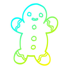 cold gradient line drawing cartoon gingerbread man