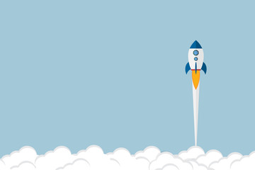 Rocket launch. Business startup concept. Vector illustration.