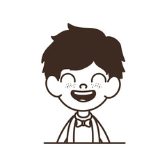 silhouette of student boy smiling on white background