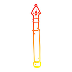 warm gradient line drawing cartoon fountain pen