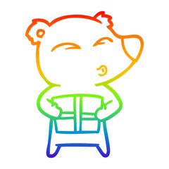 rainbow gradient line drawing cartoon christmas polar bear