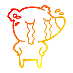 warm gradient line drawing cartoon crying polar bear