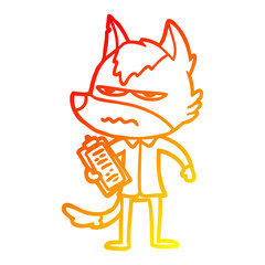 warm gradient line drawing cartoon annoyed wolf