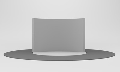 Isolated Circle Base Wall From Front View. Empty Blank Backdrop Ready For Display Or Customized Presentation. 3D rendering