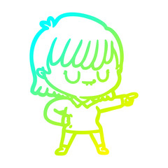 cold gradient line drawing cartoon woman