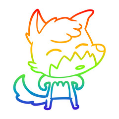 rainbow gradient line drawing cartoon fox