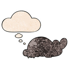cartoon seal and thought bubble in grunge texture pattern style