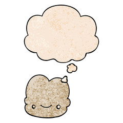 cartoon cloud and thought bubble in grunge texture pattern style