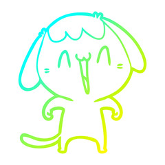 cold gradient line drawing cute cartoon dog