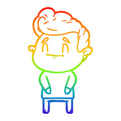 Fototapeta premium rainbow gradient line drawing happy cartoon man