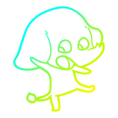 cold gradient line drawing cute cartoon elephant