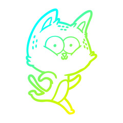 cold gradient line drawing cartoon cat running