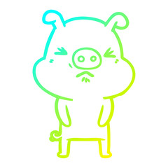 cold gradient line drawing cartoon grumpy pig