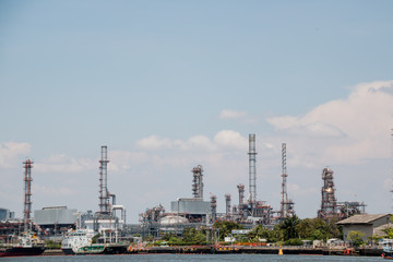 Bangkok, Thailand- Mar 19 : oil refinery near the Chaopraya river on Mar 19, 2017 in Bangkok, Thailand