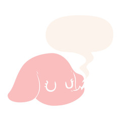 cartoon elephant face and speech bubble in retro style