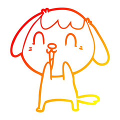 warm gradient line drawing cute cartoon dog