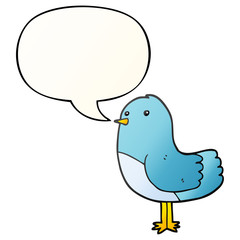 cartoon bird and speech bubble in smooth gradient style