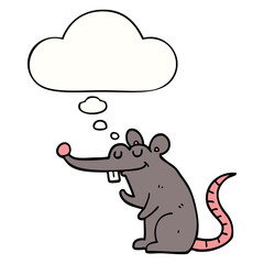 cartoon rat and thought bubble
