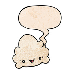 cartoon cloud and speech bubble in retro texture style
