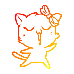 warm gradient line drawing cartoon cat