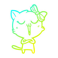 cold gradient line drawing cartoon cat