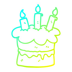 cold gradient line drawing cartoon chocolate cake