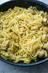 Rice Noodle with Curry Sauce Chicken in Pan Ready to Eat.