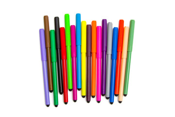 Multi-colored markers isolated on white