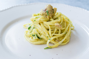 Rice Noodle with Curry Sauce Chicken in Plate Ready to Eat.