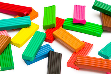 Fototapeta premium Multi-colored plasticine isolated on white