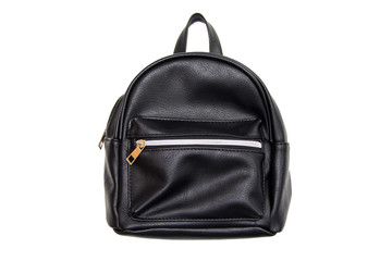 Naklejka premium Leather backpack isolated on white