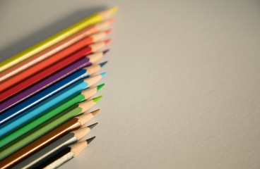 Color pencils form abstract lines pattern