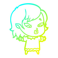 cold gradient line drawing cute cartoon vampire girl