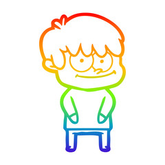 rainbow gradient line drawing happy cartoon man