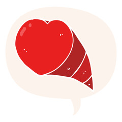 Obraz na płótnie Canvas cartoon love heart symbol and speech bubble in retro style