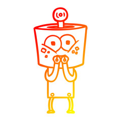 warm gradient line drawing happy cartoon robot laughing nervously