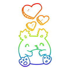 rainbow gradient line drawing cute cartoon bear