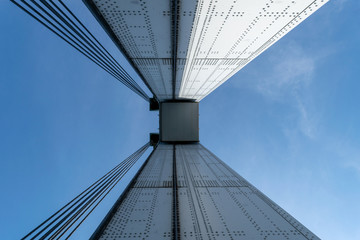 Very tall steel structure at the Wards Island Bridge in Manhattan, NYC