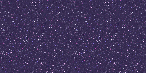 Paint splash, spray, uneven dots, blobs, blots, spots seamless vector pattern, texture. Chaotic grunge splatter, spatter, flecks, specks hand drawn background. Lilac, lavender, violet, purple colors.