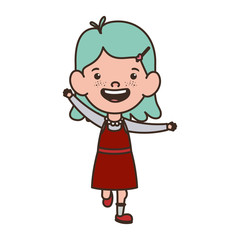 student girl standing smiling on white background