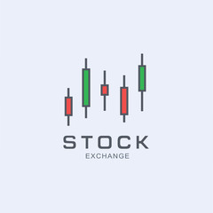 Stock Exchange logo design for Business Finance Market. Candle stick chart vector icon.