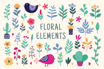 Beautiful colorful Floral Elements set