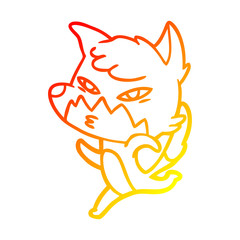 warm gradient line drawing clever cartoon fox