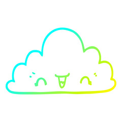 cold gradient line drawing cute cartoon cloud