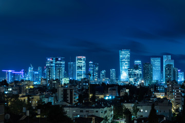 Panorama Of Tel Aviv Skyline  At Night , View of Tel Aviv at night. Israel